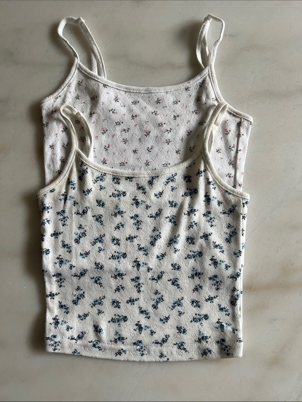 2 Pack Girls Katie J tank tops Floral Ribbed Cami Tank Top - White